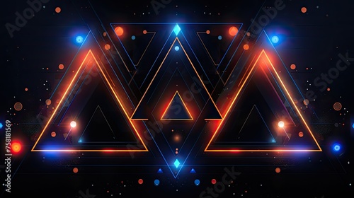 Neon triangles and circles in a cybernetic design style