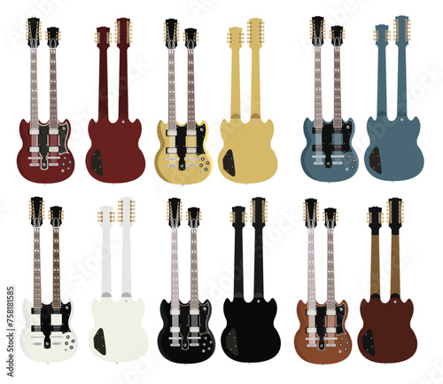 Classic 12 Strings Rock Guitars Vector Models