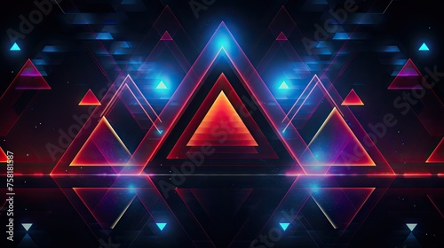 Neon triangles and circles in a futuristic graphic style