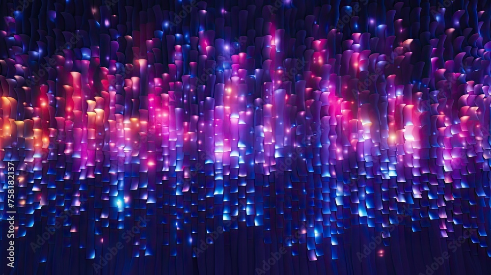 Geometric background with neon cascades and shimmering dots Geometric background with neon cascades and shimmering dots