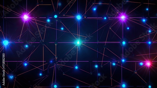 Geometric background with neon outlines and electrical discharges © Gefo