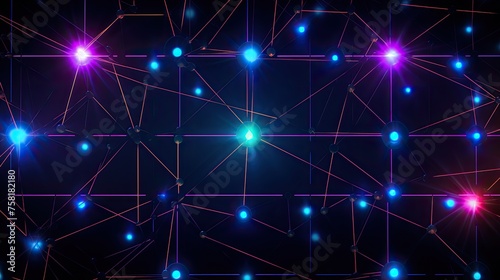 Geometric background with neon outlines and electrical discharges