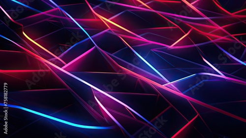 Geometric backgrounds with neon intersecting curves and zigzags