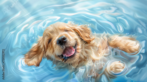 Golden retriever puppy in water