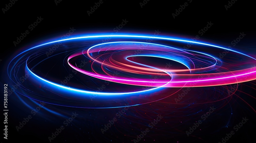 Neon lines and circles forming a glowing whirlpool effect Neon lines and circles forming a glowing whirlpool effect