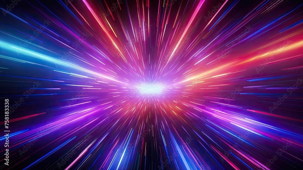 Neon shapes creating a visual effect of hyperspace Neon shapes creating a visual effect of hyperspace