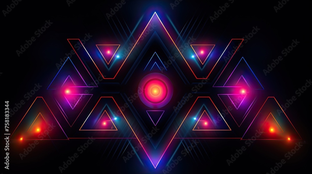 Neon shapes creating a hypnotic effect