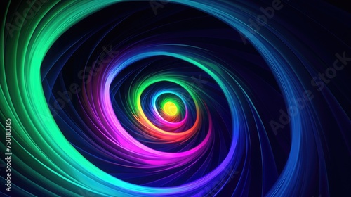 Neon shapes forming an abstract hypnotic swirl