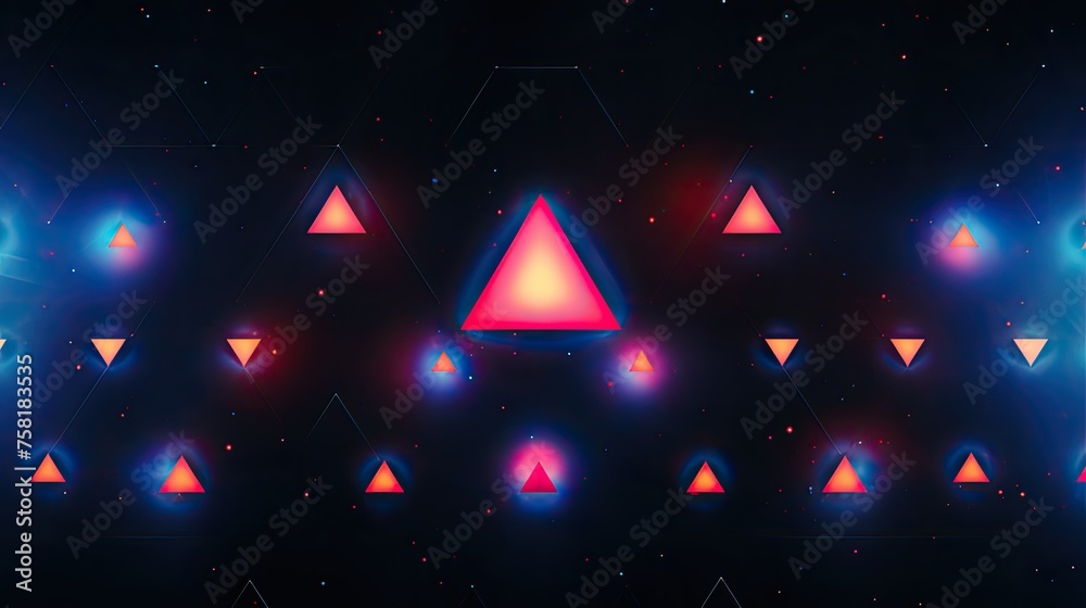 Neon triangles and circles in a digital aesthetic Neon triangles and circles in a digital aesthetic