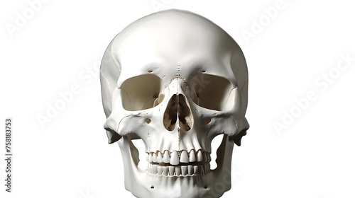 human skull isolated on white transparent background photo