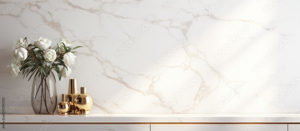 White marble with golden streaks effect, glossy marble tile, super-white granite texture for ceramic wall and floor tile.