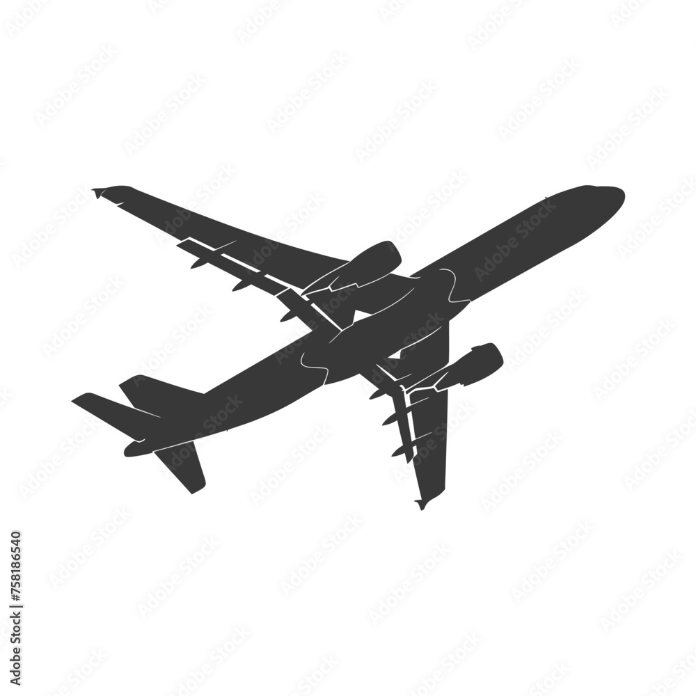 Silhouette airplane black color only Silhouette airplane black color only