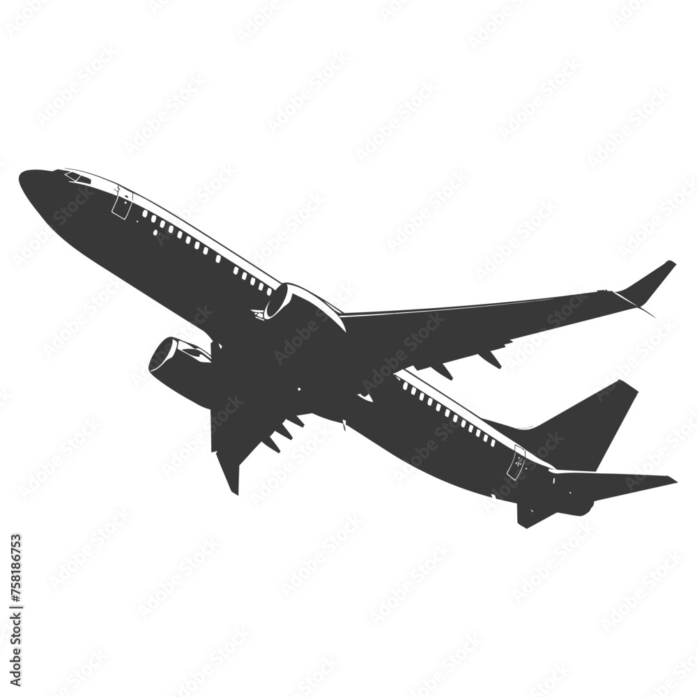 Silhouette airplane black color only
