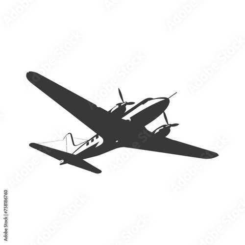 Silhouette airplane black color only