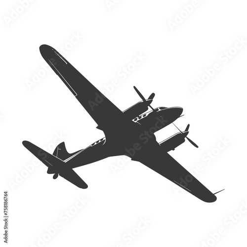 Silhouette airplane black color only