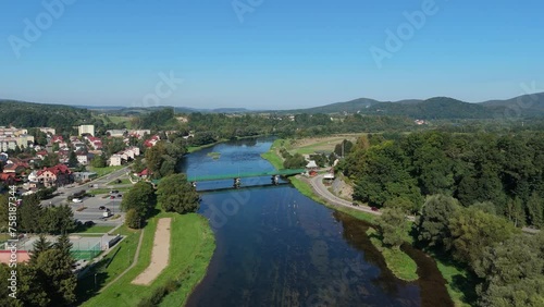 Wallpaper Mural Beautiful Landscape River San Bridge Sanok Bieszczady Aerial View Poland Torontodigital.ca