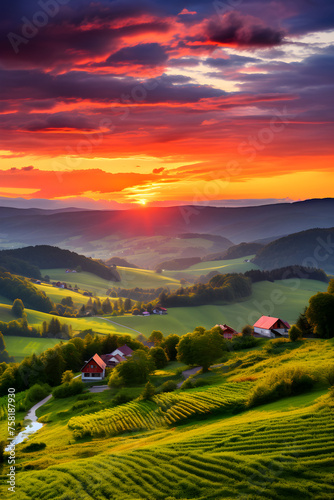 Sunset in the Mountain Valley: A nurturing embrace of nature in the heart of Czech