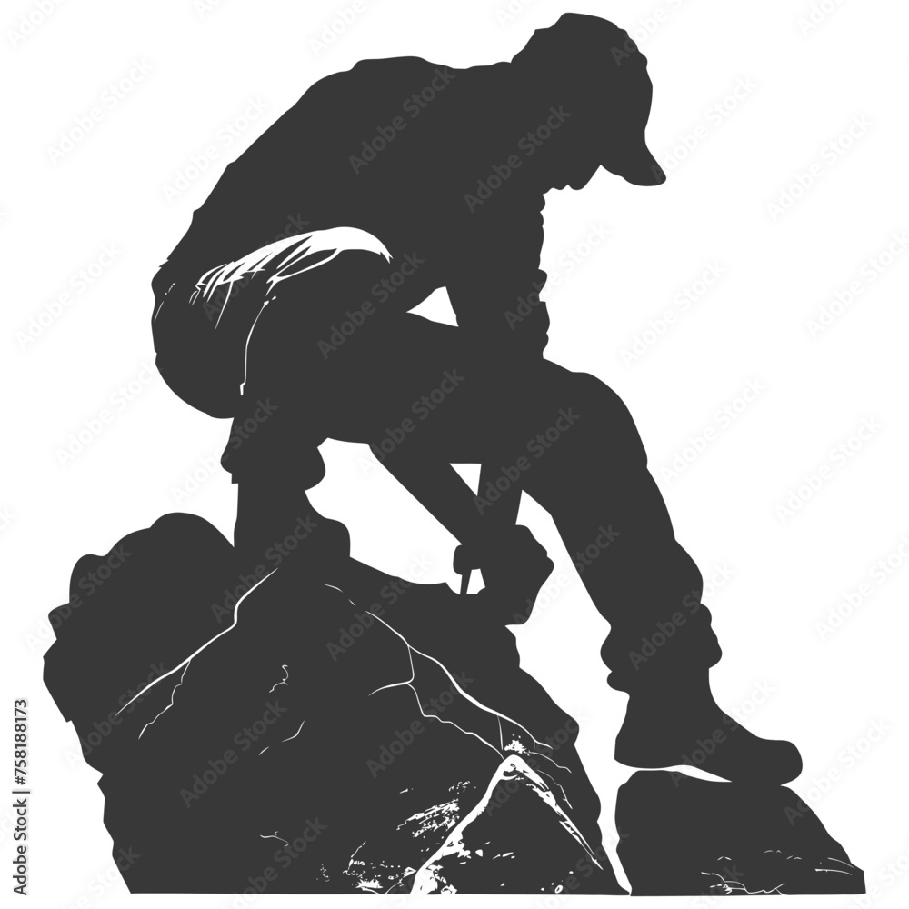 Silhouette man stone carving artist in action black color only Silhouette man stone carving artist in action black color only