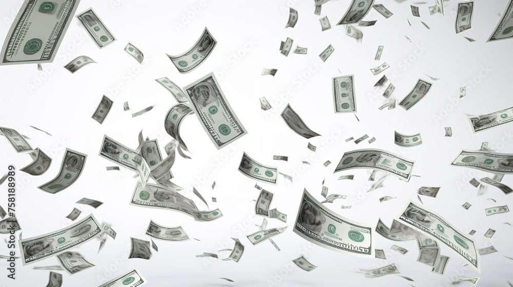Flying 100 American Dollars Banknotes Cut Out
Flying 100 American Dollars Banknotes Cut Out