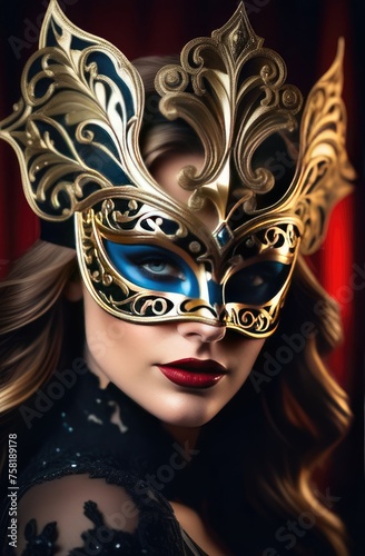 portrait of a girl in a carnival mask