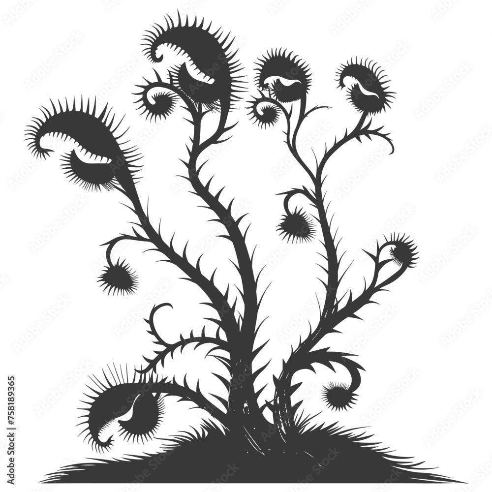 Silhouette Venus flytrap Flower Plant black color only