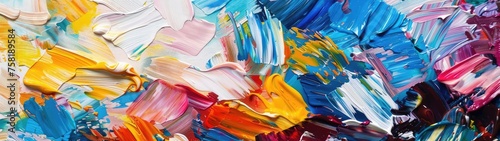 Vibrant Abstract Painting Displaying Bold Brush Strokes and a Burst of Colors