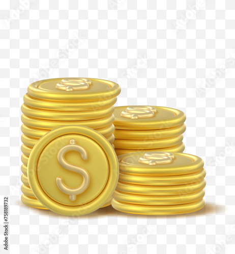 3D Token Coin Icons stack
