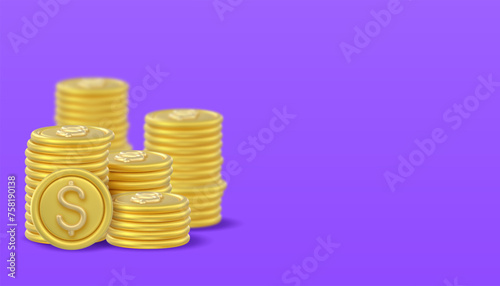 3D Token Coin Icons stack