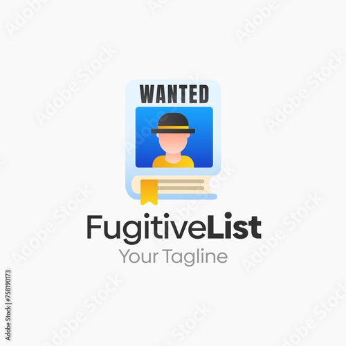 Illustration Vector Graphic Logo of Fugitive List. Merging Concepts of a Book and Wanted poster. Good for Education, Course, Learning, Academy etc