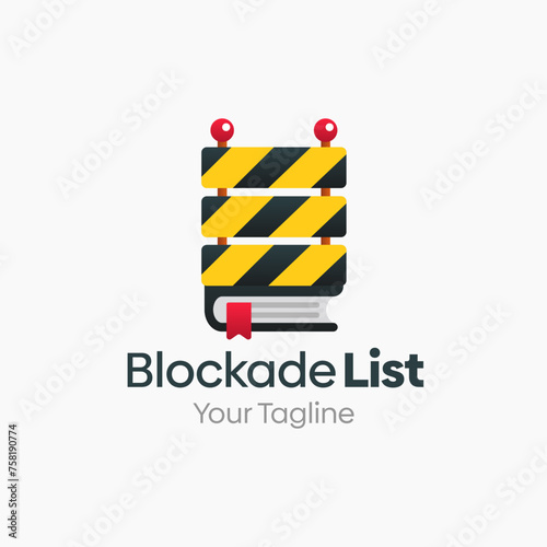 Illustration Vector Graphic Logo of Blockade List. Merging Concepts of a Book and Blockade Road Shape. Good for Education, Course, Learning, Academy etc