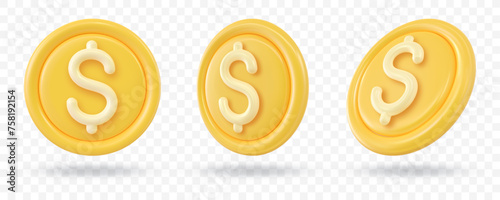 3D Token Coin set Icons vector