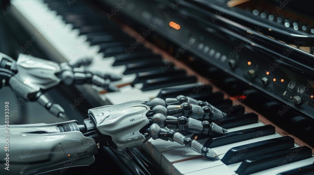 A close up of a person's hand on a piano keyboard.