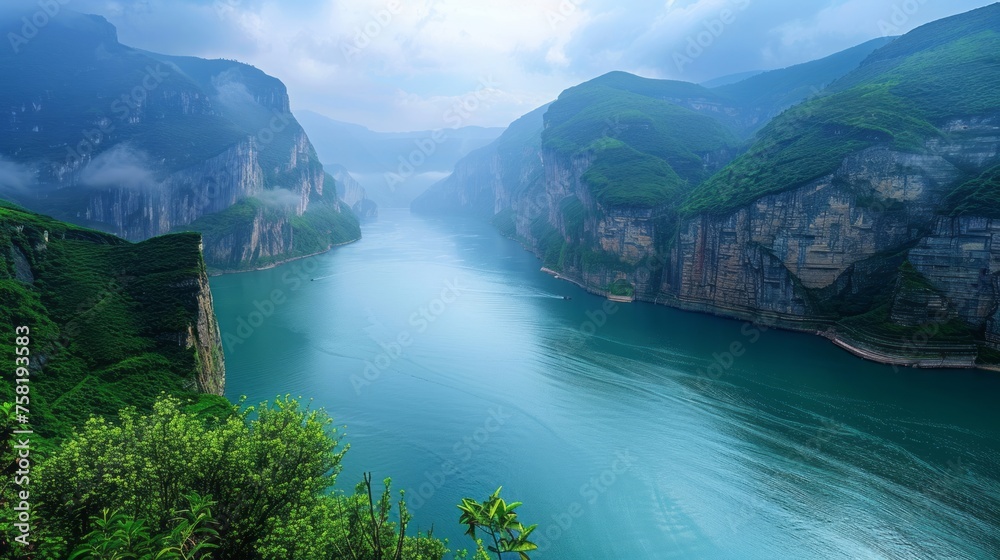 Goddess peak: serene beauty of yangtze river three gorges nature reserve, captured in stunning scenery shot