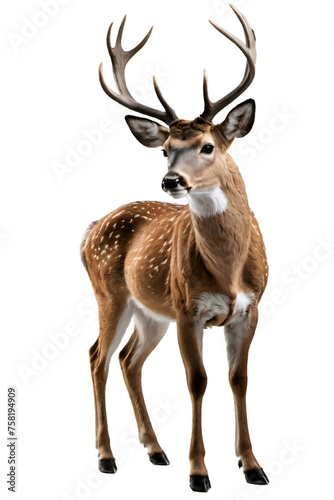 Generative AI full height deer isolated portrait no background 
