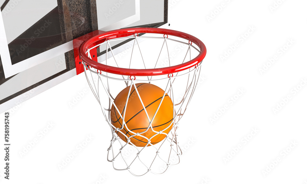 Perfect basketball shot in hoop