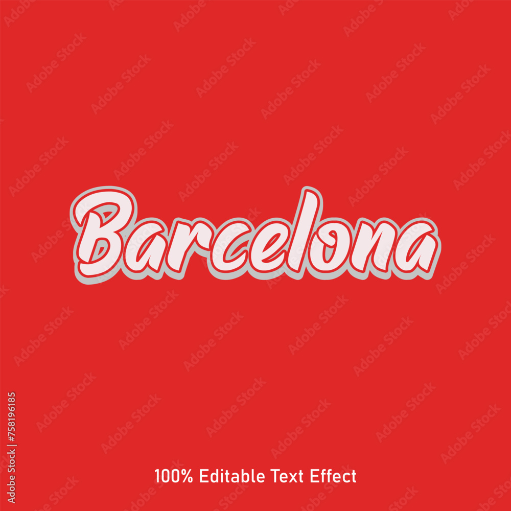 Barcelona text effect vector. Editable college t-shirt design printable text effect vector. 3d text effect vector.