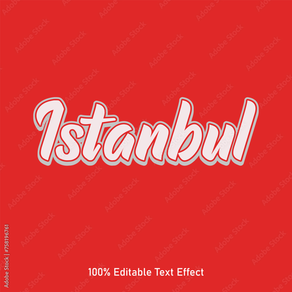 Istanbul text effect vector. Editable college t-shirt design printable text effect vector. 3d text effect vector.