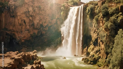 Gran Canaria, Tenerife, Canarian Waterfall, Ouzoud waterfalls, Grand Atlas in Morocco, AI Generated photo