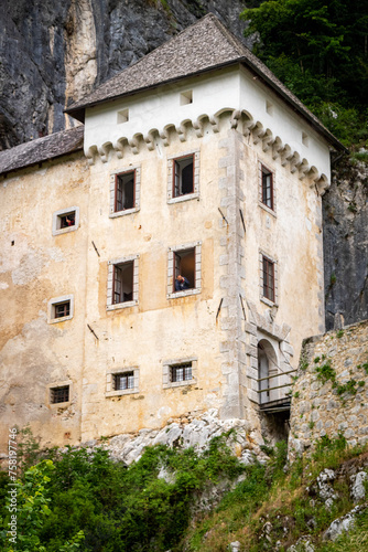 Predjama Castle  Predjamski grad or Grad Predjama    Postojna Cave Park stone castle embedded in the mountain Slovenia