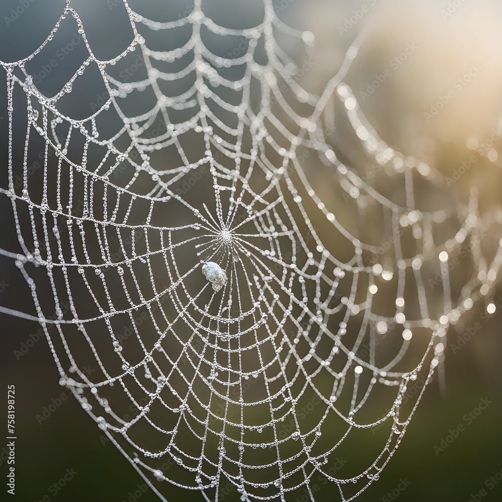 Obraz premium spider web with dew drops