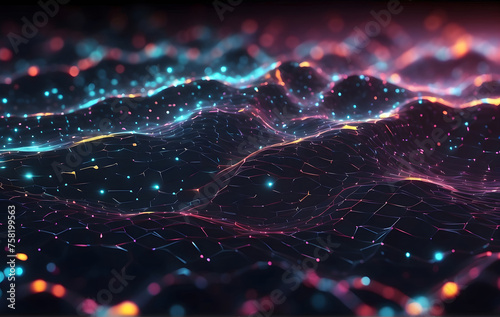 Wallpaper Mural Abstract science or technology background. Digital background with glowing particles and lines Torontodigital.ca