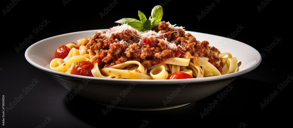 Sumptuous Bowl of Homemade Spaghetti Bolognese with Savory Meat and Tomato Sauce Sumptuous Bowl of Homemade Spaghetti Bolognese with Savory Meat and Tomato Sauce
