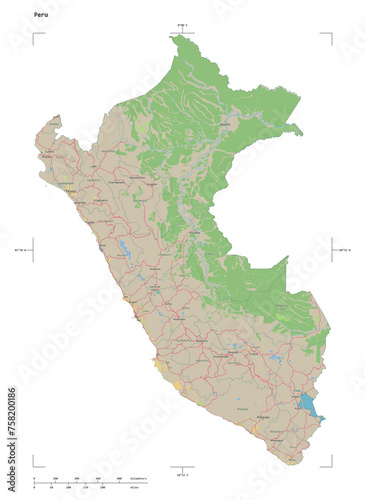 peru map detailed color topographic view clip art preview