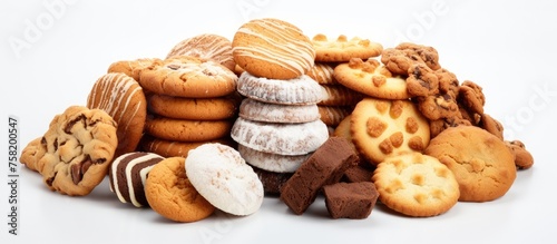 Delicious Assortment of Cookies, Sweet Treats, Biscuits, and Confectionery on White Background