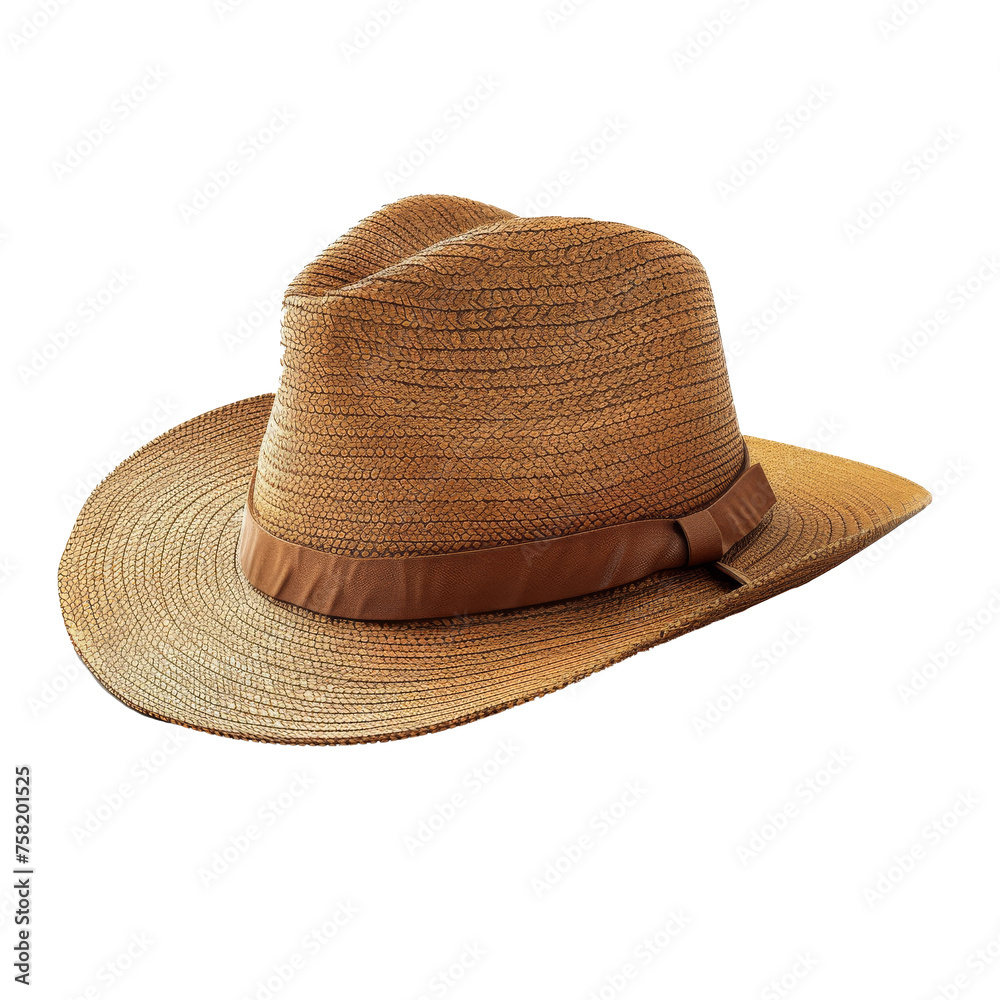 Woven Sun Hat Isolated on Transparent Background