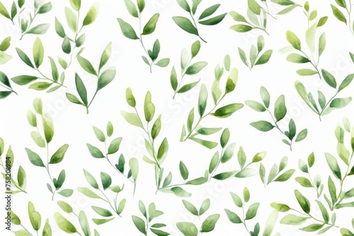 Abstract pattern background with green tree leaves. Watercolor style