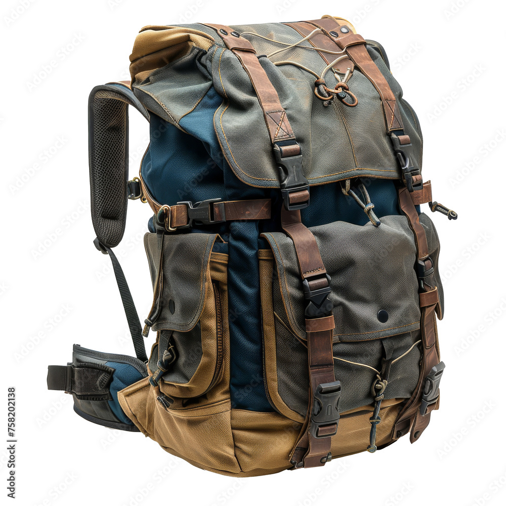 Adventure-Ready Hiking Backpack Isolated on White Adventure-Ready Hiking Backpack Isolated on White