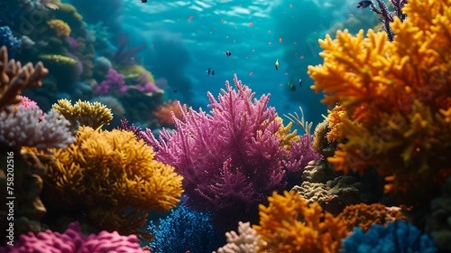Coral Kaleidoscope: An Enchanting Image of a Vibrant Coral Reef. 
