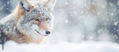 Wild Fox Roaming Freely in the Winter Wonderland Snowy Landscape