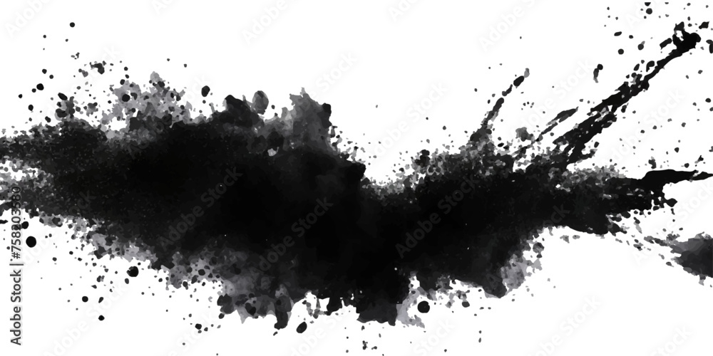Obraz premium Paint stains black blotch background. Grunge Design Element. Brush Strokes. Vector illustration 